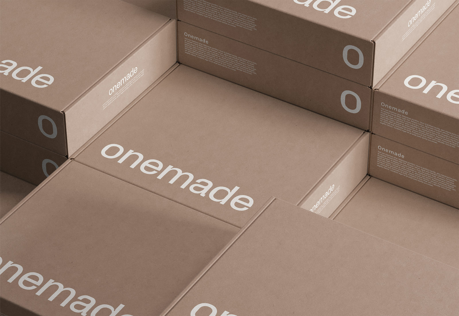 Onemade branded boxes stacked on top of each other