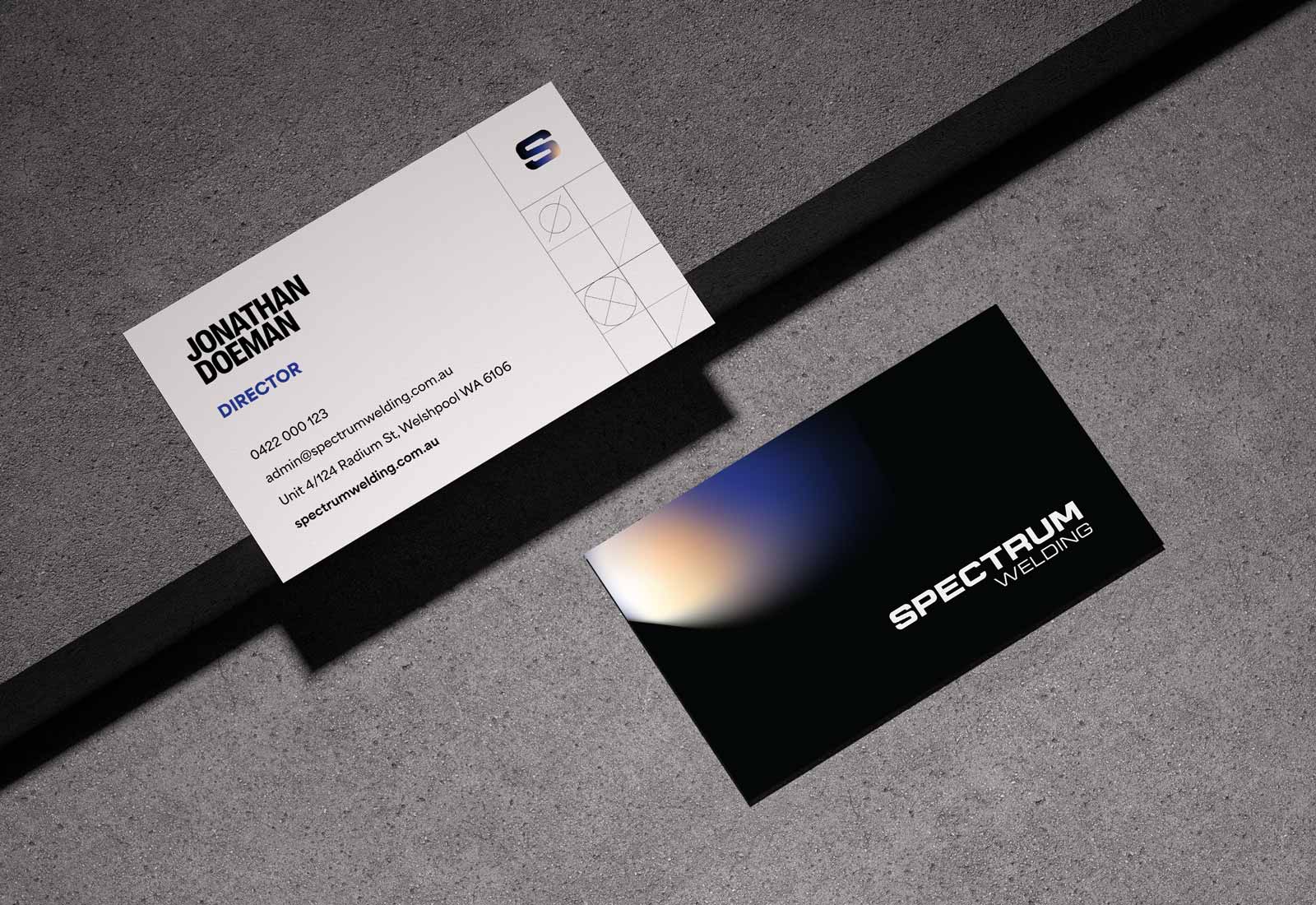 Business card designs for a resources client showcasing the brand identity design