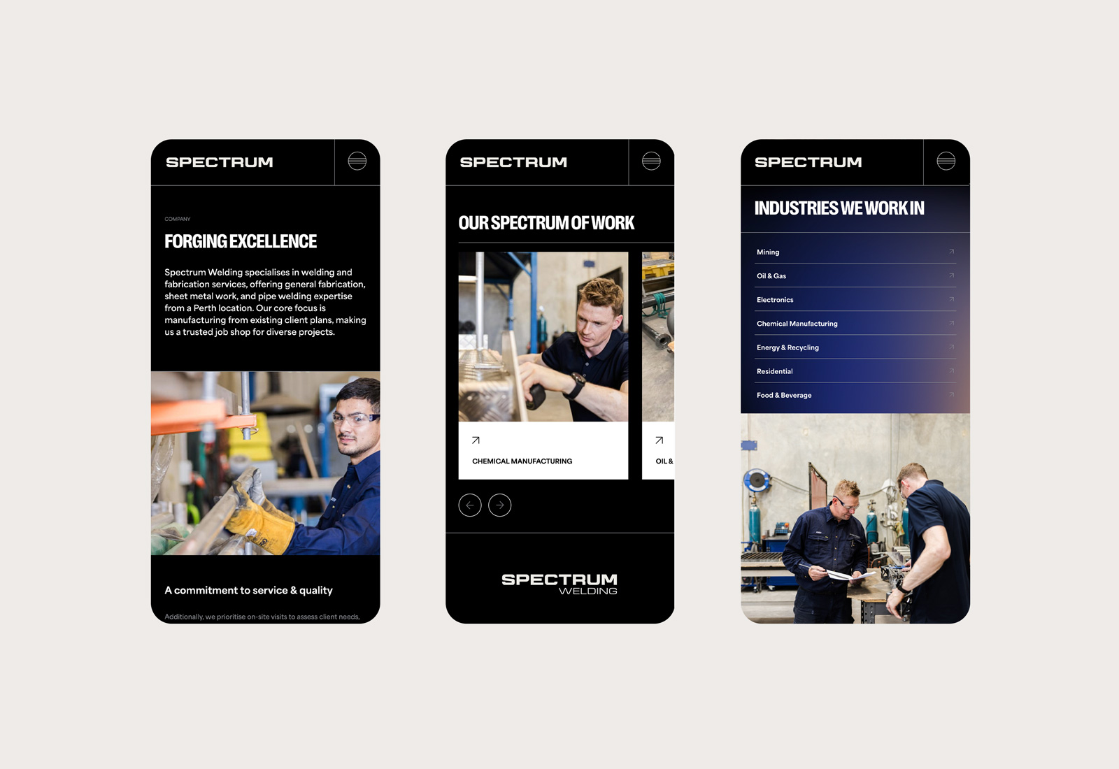 Website design for a welding business in Perth showcasing the development process on a mobile